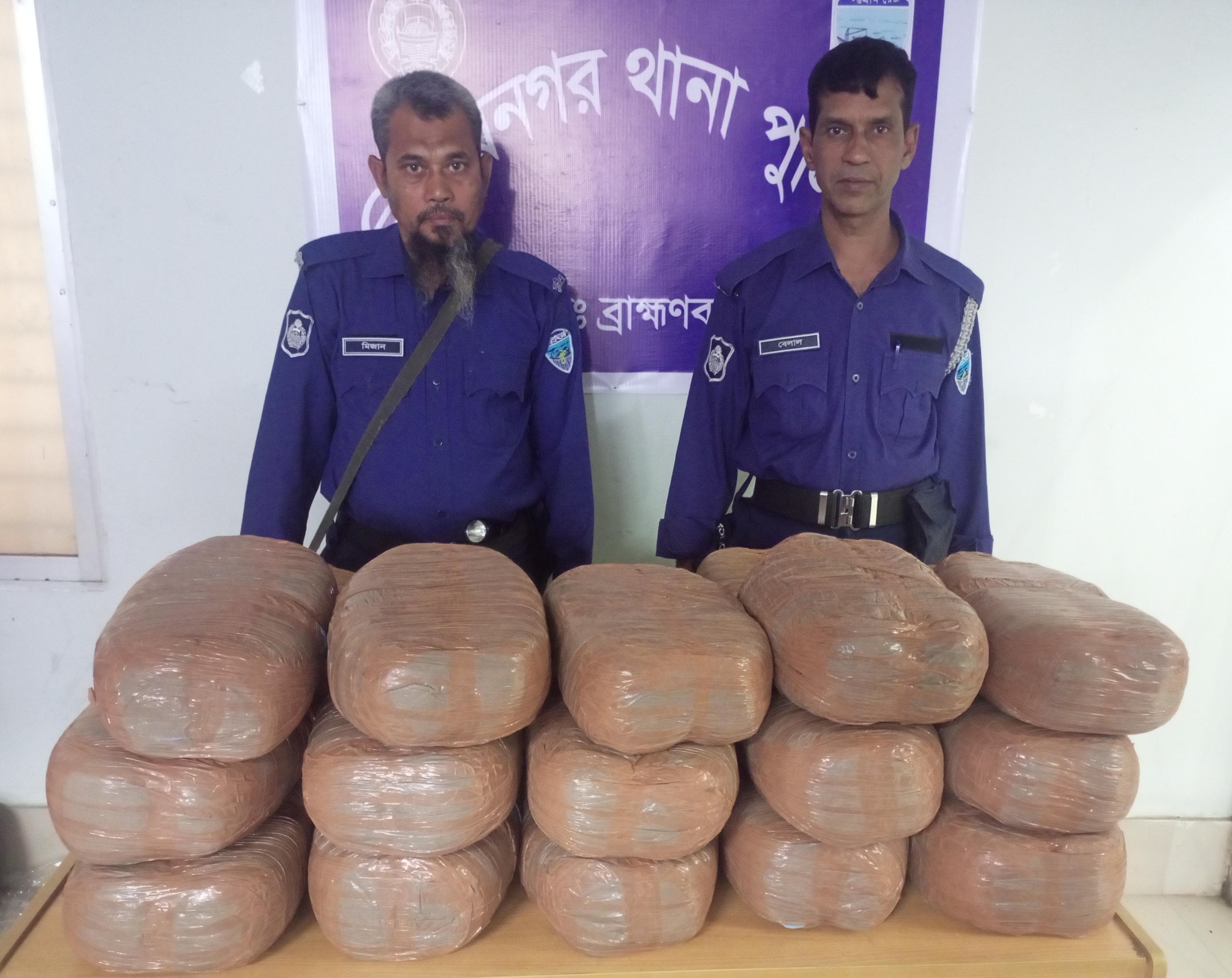ব্রাহ্মণবাড়িয়া বিজয়নগর থানা পুলিশ কর্তৃক ৫০ কেজি গাঁজা উদ্ধার  