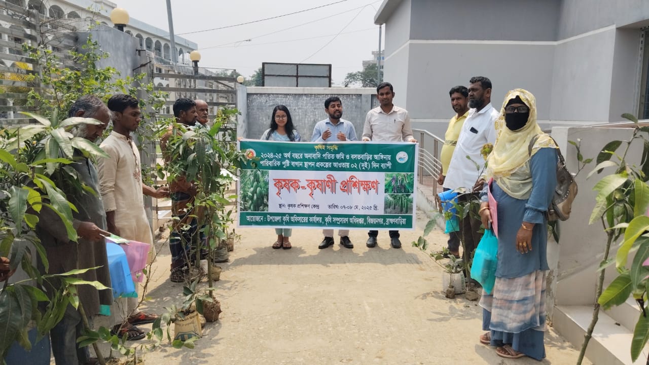ব্রাহ্মণবাড়িয়া বিজয়নগরে দুইদিন ব্যাপী অনাবাদি পতিত ও বসতবাড়ির আঙ্গিনায় পুষ্টিবাগান প্রশিক্ষণ অনুষ্ঠিত