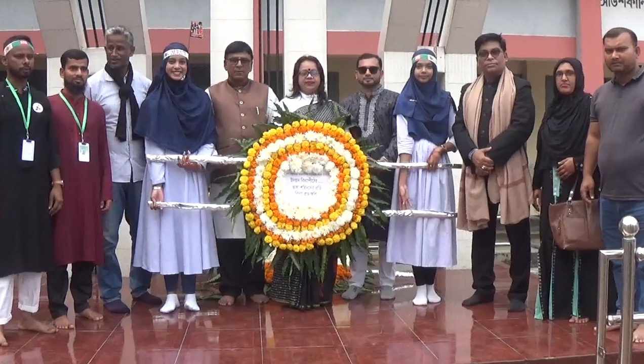 ২১শে ফেব্রুয়ারী উপলক্ষে শহীদের স্বরণে নবীগঞ্জের আউশকান্দিতে র‍্যালী ও শহীদ মিনারে পুষ্পস্তবক অর্পণ