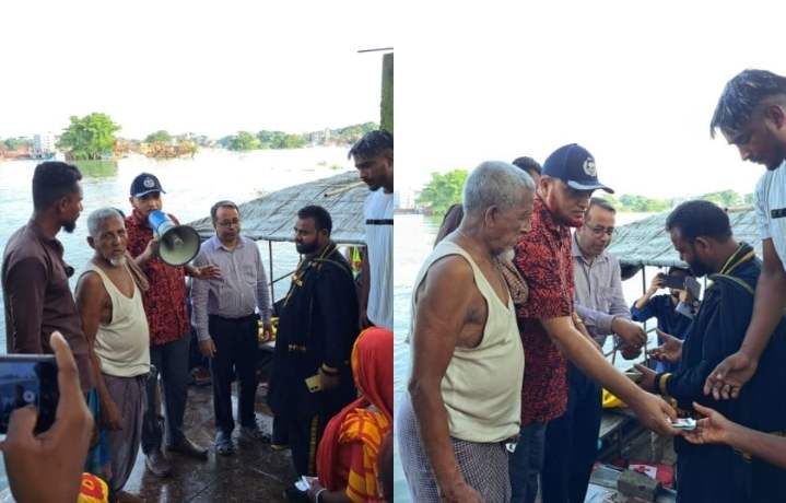 ছাতক থানা পুলিশের উদ্যোগে ছাতক উপজেলা স্বাস্থ্য কমপ্লেক্সের বন্যার্তদের মধ্যে চিকিৎসা সামগ্রী বিতরণ