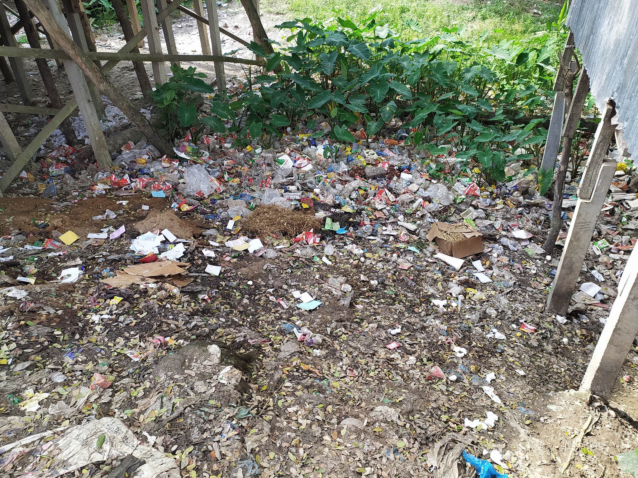 উলানিয়া বন্দর ময়লা আবর্জনা ডাস্টবিন দোকানের পাশে।